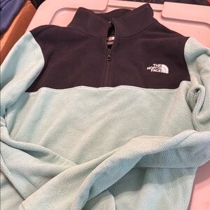 The North Face Black and Mint Green Fleece Pullover